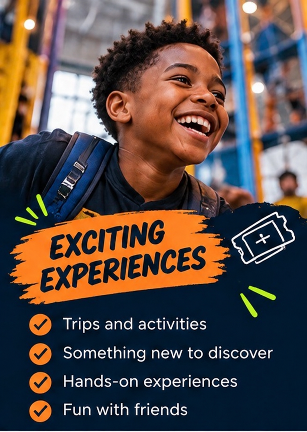 A smiling young explorer enjoying an indoor activity